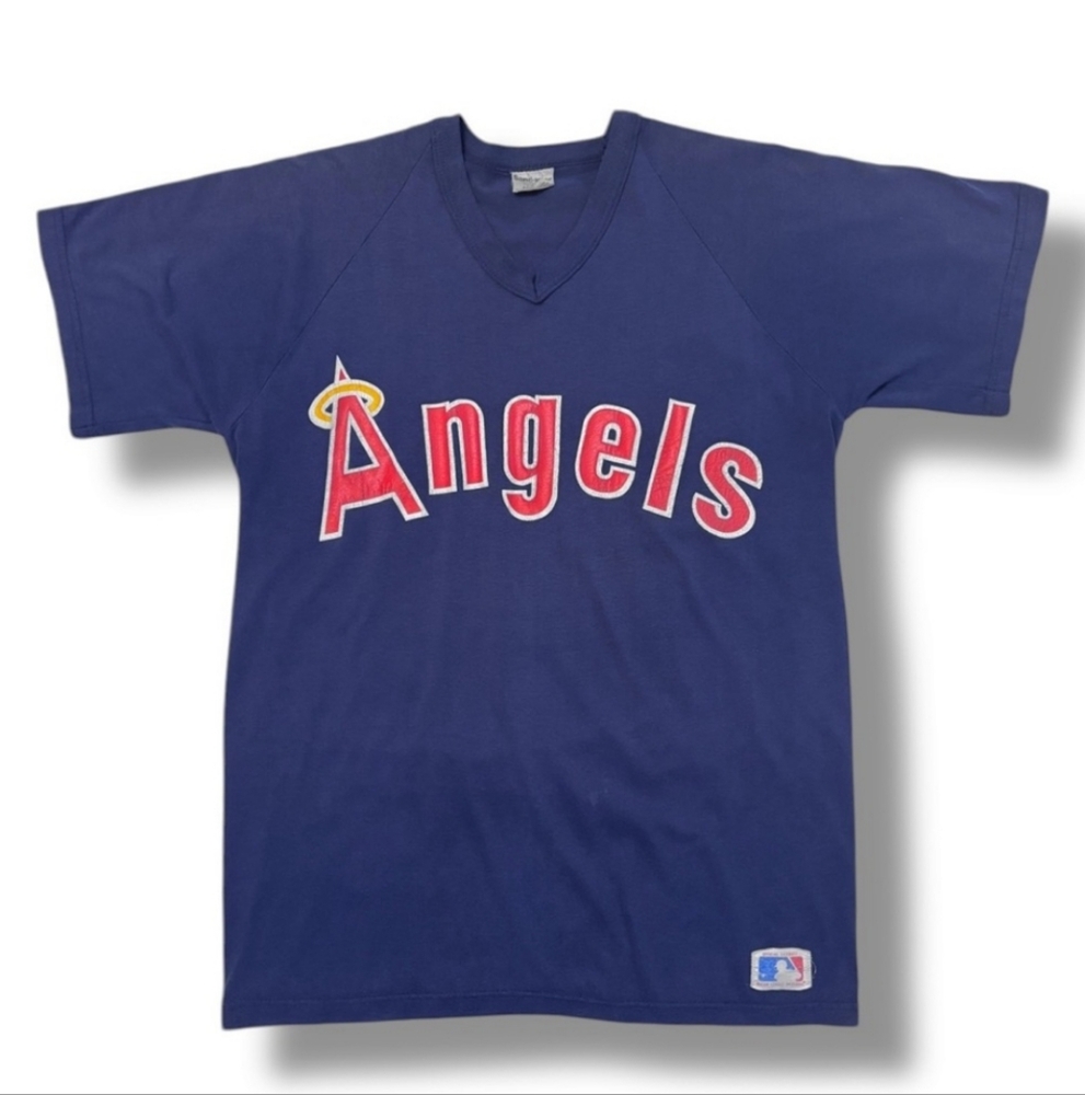 MACGREGOR SAND-KNIT Blue Los Angeles Angels MLB V Neck Shirt VINTAGE